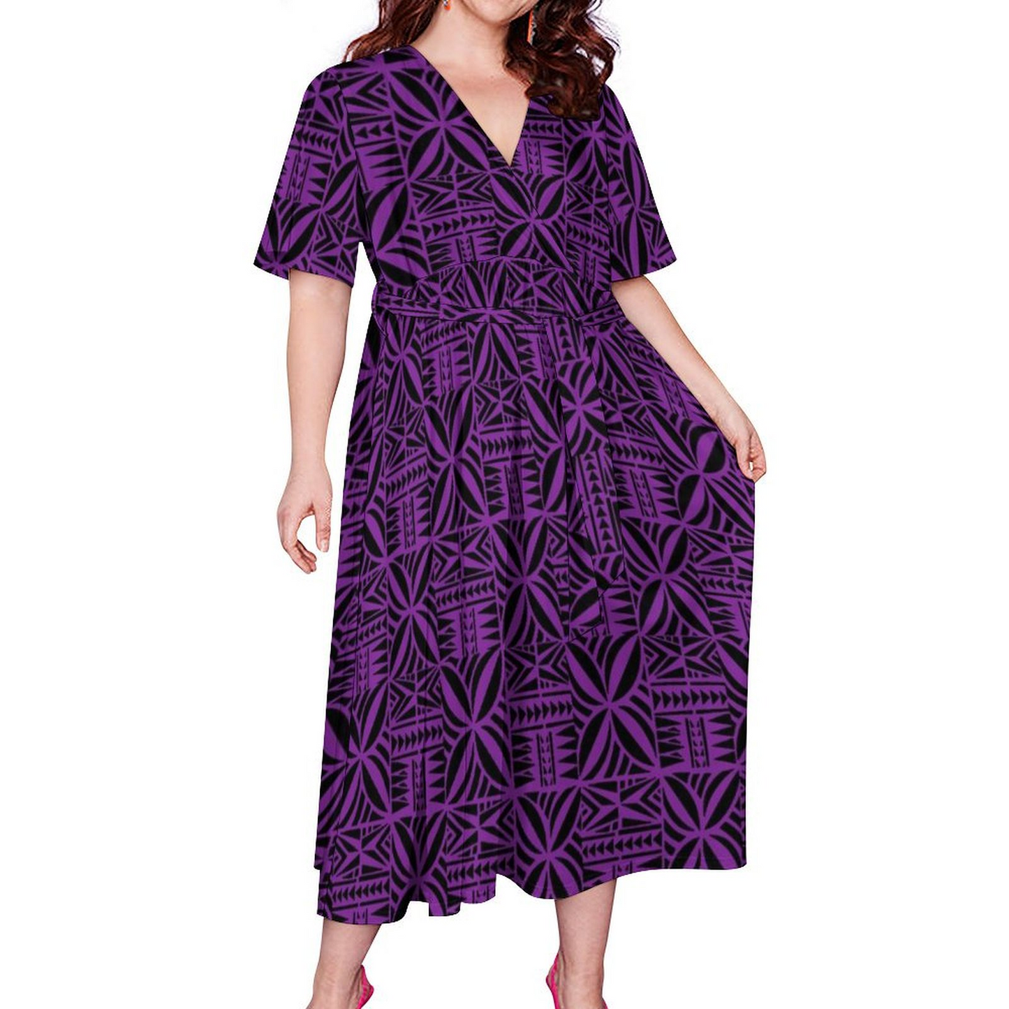TAUTUA WRAP DRESS- PURPLE