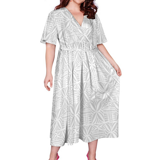 TAUTUA WRAP DRESS- WHITE