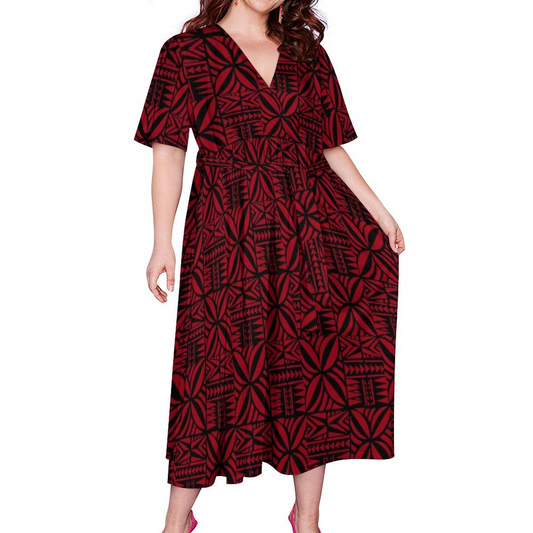 TAUTUA WRAP DRESS- RED