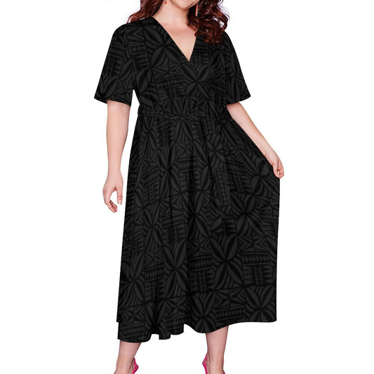 TAUTUA WRAP DRESS- BLACK