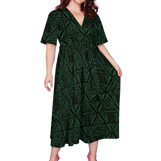 TAUTUA WRAP DRESS- GREEN